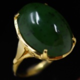 Vintage 14K yellow gold aventurine ring