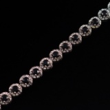 Estate sterling silver black diamond bracelet