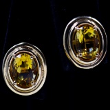 Pair of vintage 14K yellow gold citrine bezel-set earrings