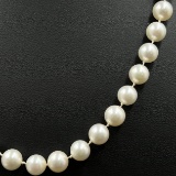 Authentic estate Mikimoto Blue Lagoon Akoya pearl necklace with 14K yellow gold clasp