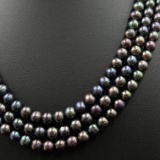 Estate 3-strand cultured peacock pearl necklace