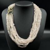 Estate natural rose quartz multi-strand beaded necklace