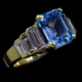 Estate 18K yellow gold diamond topaz ring