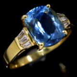 Vintage 18K yellow gold diamond & topaz ring