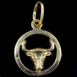 Estate 14K yellow gold bull's head pendant