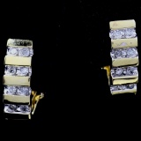 Pair of estate 14K yellow gold diamond J-hoop earrings