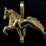 Estate 14K running-horse pendant