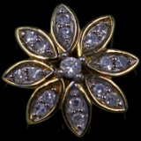 Estate 10K yellow gold diamond flower pendant