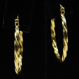 Pair of estate 14K yellow gold twist hoop earrings