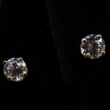 Pair of estate 14K yellow gold diamond stud earrings