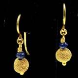 Pair of vintage authentic Tiffany & Co 18K yellow gold sapphire dangle drop earrings