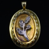 Vintage 14K yellow gold diamond amulet pendant