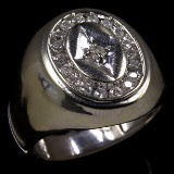 Estate 14K white gold diamond signet ring