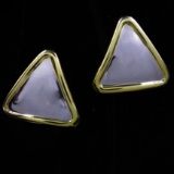 Pair of 18K & .950 platinum 2-tone triangle stud earrings