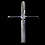 Estate 14K white gold diamond minimalist cross