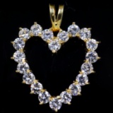 Estate 14K yellow gold CZ heart pendant