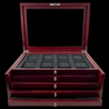 Estate wooden 5-drawer certified coin display case