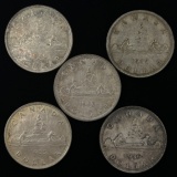 Lot of 5 early Canada silver dollars