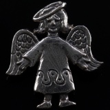 Retired estate Jeep Collins sterling silver open arm angel pin