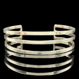 Estate sterling silver minimalist 3-band cuff bracelet