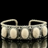 Estate Relios sterling silver howlite rope cuff bracelet