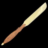 Vintage genuine ivory letter opener with wooden handle