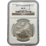 Certified 2010-P U.S. Boy Scouts commemorative silver dollar