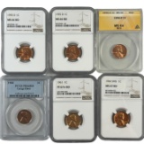 Lot of 6 certified uncirculated & proof U.S. Lincoln cents