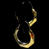 Pair of estate 14K yellow gold small faceted hoop earrings