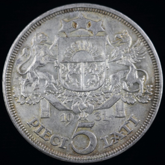 1931 Latvia silver 5 lati