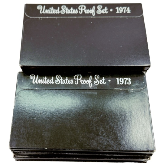 Lot of 9 mid-1970s U.S. proof sets