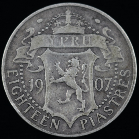 1907 Cyprus silver 18 piastres