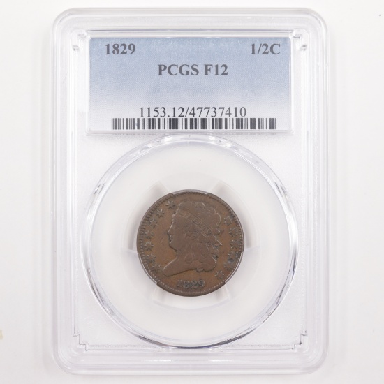Certified 1829 U.S. classic head half cent