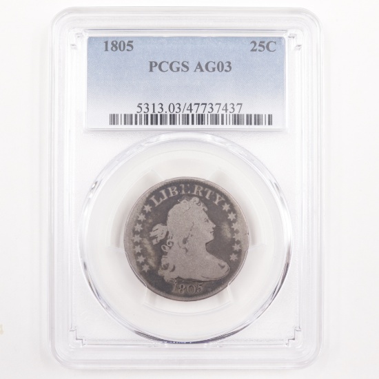 Certified 1805 U.S. draped bust quarter