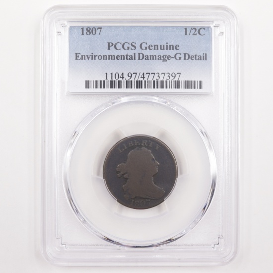 Certified 1807 U.S. draped bust half cent