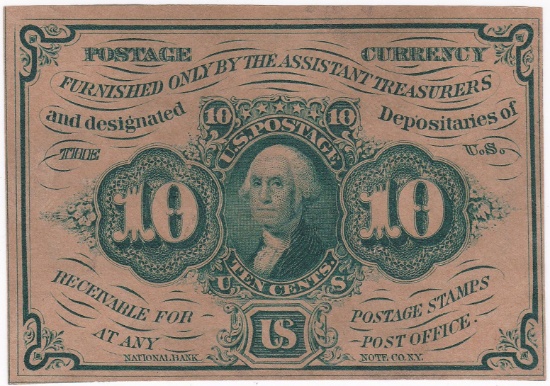 1862-1863 first issue U.S. 10-cent fractional currency banknote (F-1242)