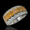 Estate sterling silver diamond & fire opal ring