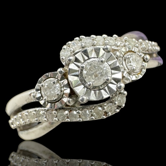 New sterling silver diamond ring