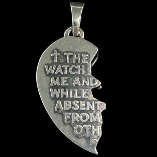 Estate James Avery sterling silver left half of "Watch Over Thee" prayer pendant
