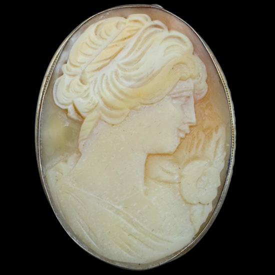Estate genuine hand-carved shell cameo pin/pendant