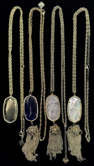 Lot of 4 estate Kendra Scott gold-tone stone necklaces