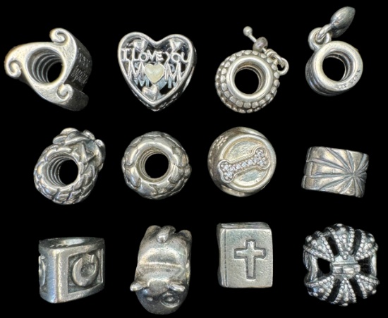 Lot of 12 authentic estate Pandora sterling silver beads