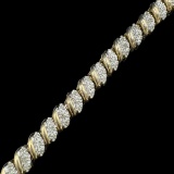Estate sterling silver gold-plated diamond bracelet