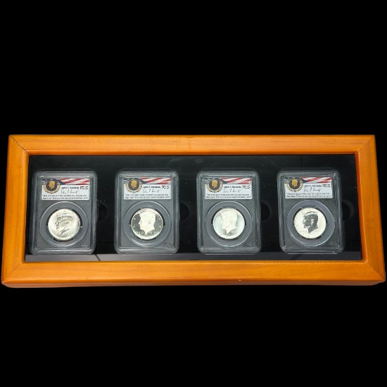 Complete 4-piece certified 2014 silver Kennedy half dollar set