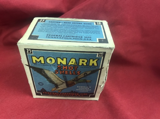 Vintage Monarch Shotgun Shell Box,16 ga. with ammo