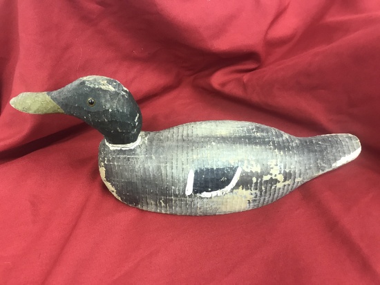 Vintage Wood Decoy with Glass Eyes