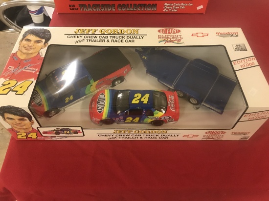 Jeff Gordon Chevy Crew Cub Truck Dually with Trailer and Race Car