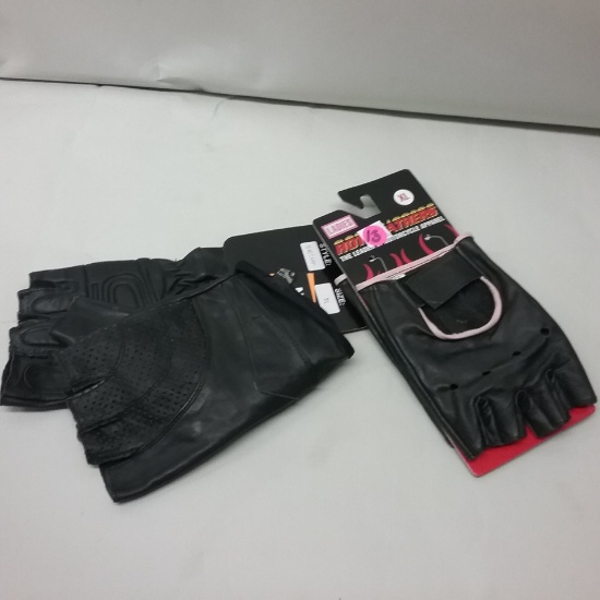 2 pairs motorcycle gloves, 1 ladies, 1 mens, XL, new