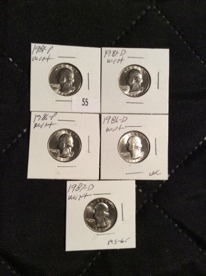 5 Mint Washington Quarters
