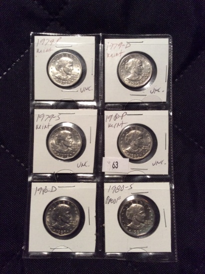 6 Mint Susan B. Anthony Dollars